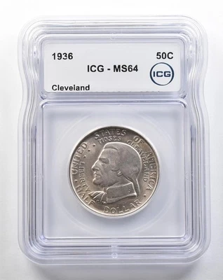 1936 Cleveland Commemorative Half Dollar MS64 ICG *3812 - Image 1 of 3