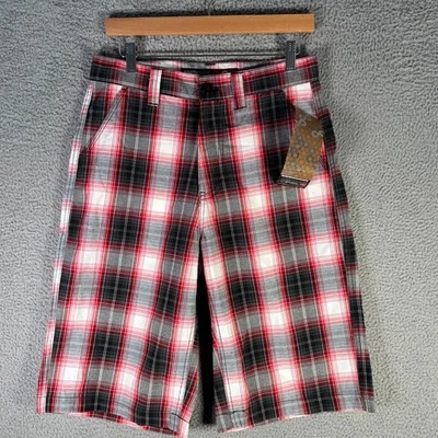 Pantalones Cortos Southpole Para Hombre 30x13 Rojo Negro Blanco A Cuadros De Colección Nuevos con Etiquetas Sueltos Foto 1 de 4
