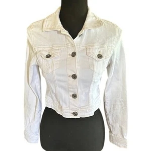 Mudd White Cropped Denim Jacket - Girls Size 14 - Picture 1 of 5