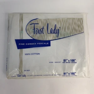 First Lady Fine Combed Percale FOAM DOUBLE Sheet Dupont 100% Cotton Vintage NOS - Picture 1 of 2