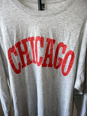 Chicago Wild Fable Long Sleeve T Shirt Gray Red Large - Image 1 of 4
