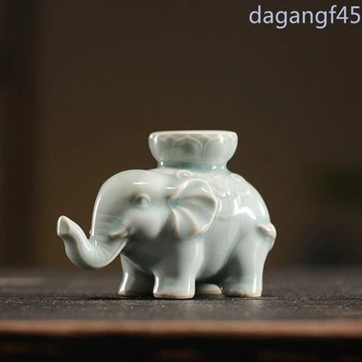 8,5 cm ​​​Exquisito horno de cerámica Ru elefante té mascota tapa descanso decoración zen Foto 1 de 4