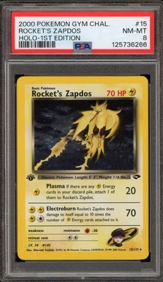 Pokemon Rocket's Zapdos Gym Challenge 1st Edition Holo Rare #15 PSA 8 - Image 1 of 2