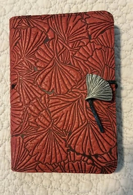 Oberon Design Vintage Gingko Red Pebbled Leather Small Journal - Image 1 of 4