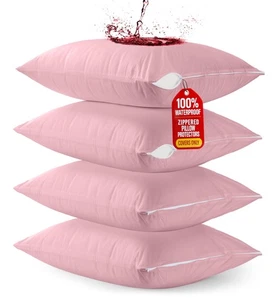 Pack de 4 protectores de almohada impermeables con cremallera tamaño king (rosa), chinches y... - Imagen 1 de 6