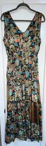 Paani Womens Multicolor Bold Floral Side Pockets Sleeveless Maxi Dress Size L - Picture 1 of 6
