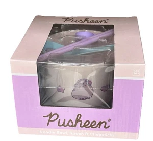 Pusheen 3-Piece Ramen Bowl Bamboo Chopsticks Spoon Pink Design 20 fl Mar10 - Picture 1 of 8