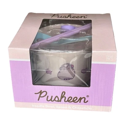 Pusheen Ramen Cuenco Bambú Palillos Cuchara Rosa Auriculares Diseño 20 fl Mar10 Foto 1 de 4