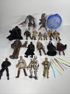 Star Wars Action Figure Lot Of 19 Vader, Kenobi, Skywalker, Yoda, Grievous More - Picture 1 of 24