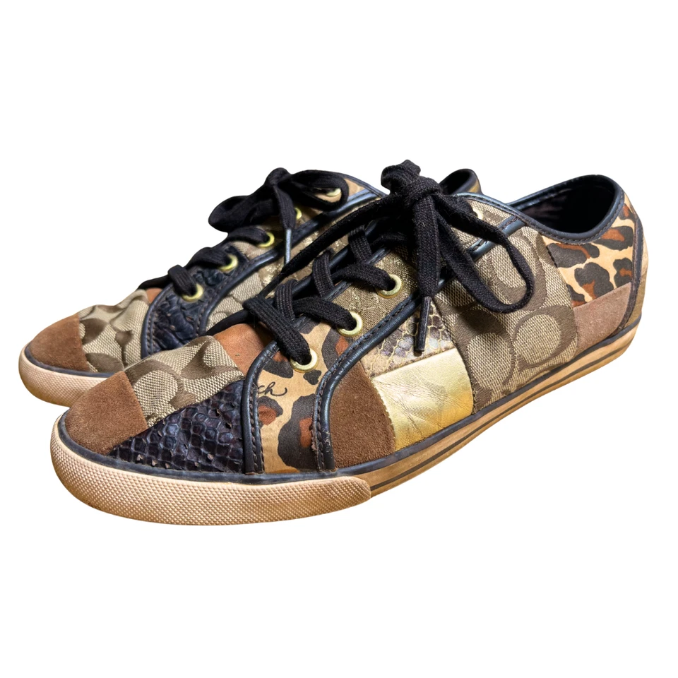 Zapatillas Coach Signature de Lona con Retazos Talla 10 Y2K Estampado de Animales Mixto Logo CC Foto 1 de 4