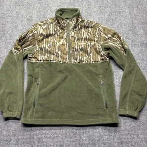 Columbia Pullover Mens M Camo Fleece Overlay II 1/4 Zip Mossy Oak Bottomland - Picture 1 of 10