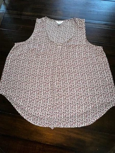 CJ Banks 1X elegantes ärmelloses Shirt Tank Bluse Top braun, elfenbein & schwarz Print - Bild 1 von 11