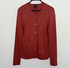 EILEEN FISHER Womens Cardigan Sweater Pockets Buttons Silk Blend Red Small