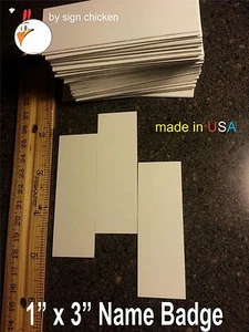 50 pieces 1" x 3" NAME BADGES  -Aluminum Sublimation Blanks, white, square cut** - Picture 1 of 1