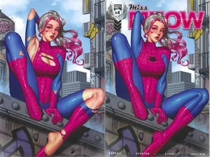 Miss Meow #4 Dravacus Miss Spidey Variant Cover Set Battle & Nice LTD - Foto 1 di 3