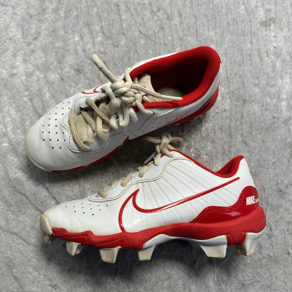Nike Alpha Huarache 4 Keystone Baseball Cleat White Red DJ6525-103 Boys Size 2Y - Image 1 of 4