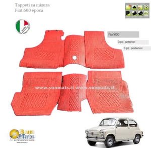 Vintage Fiat 600 Rubber Carpet + Col.rosso Carpet 100% Made in Italy - Picture 1 of 2