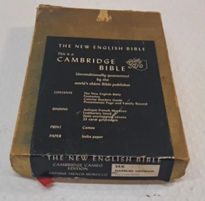 Cambridge Cameo Bible 75X w/ Box French Morocco Leather marbled crimson - Picture 1 of 20