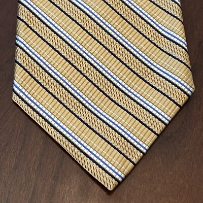 Corbata Stafford Signature dorada azul hecha a mano 100 % seda para hombre hecha en China Foto 1 de 4