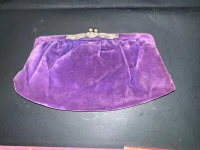 Vintage Velvet Purple Clutch Purse - Image 1 of 4