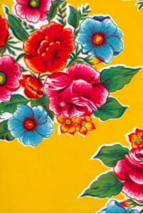 Oilcloth Fabric Texas Lady Bird Wild Flower Yellow Pattern Sold in Yard or Bolt - Picture 1 of 2