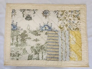 Pottery Barn Patchwork gesteppt Standard Schein Blumen gelb blau grün 2011 gebraucht, in einwandfreiem Zustand - Bild 1 von 12