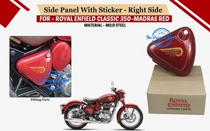 ROYAL ENFIELD REGAL RED "SIDE PANEL WITH STICKER RIGHT SIDE FOR NEW CLASSIC 350" - Picture 1 of 9