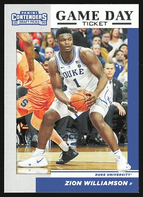 2019 Panini Contenders Draft Picks #1 Zion Williamson Game Day Ticket - Image 1 of 2