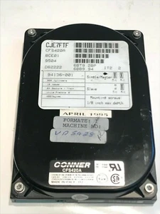 CONNER CFS420A 420MB IDE HARD DRIVE BCE01 94136-001 D62222 CJE7FTF aa5fe4a - Afbeelding 1 van 2