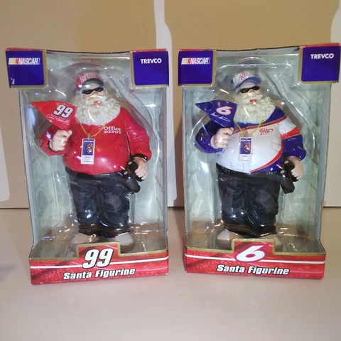 2 NASCAR Trevco Christmas Santa Figurines  - #6 Mark Martin - #99 Carl Edwards Cover