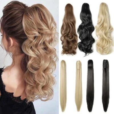 Messy Thick Claw Ponytail Clip In Hair Extensions Pony Tail Blonde Hairpiece US - Image 1 of 4