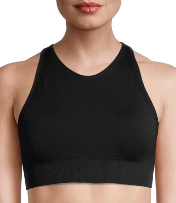 Avia Women’s Black Seamless High Neck Sports Bra Strappy Back – Size XL - Image 1 of 4