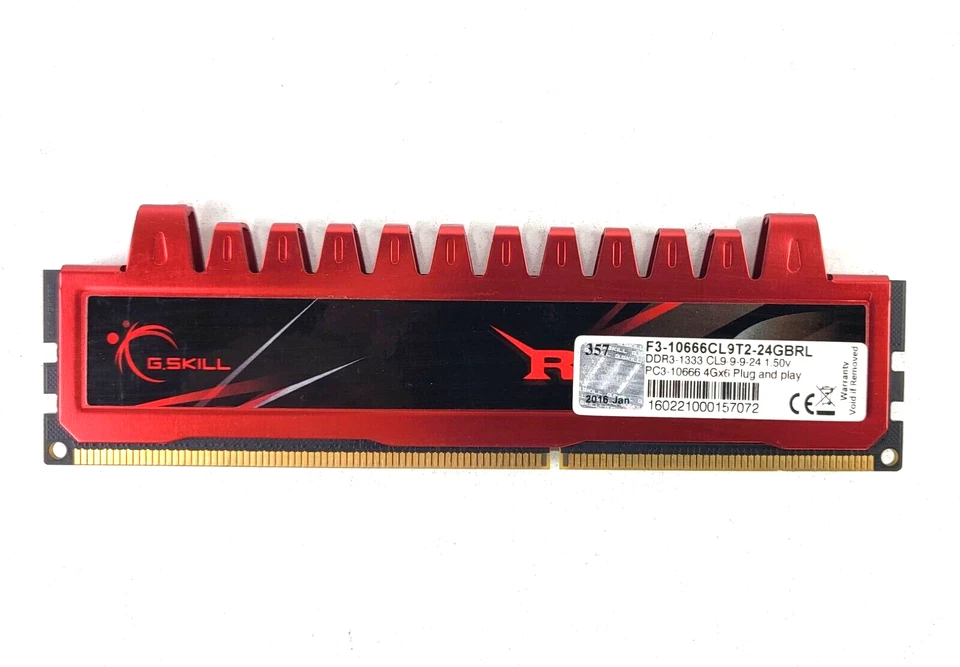 G.SKILL 4GB Gaming PC Memory PC3-10666U DDR3-1333 Desktop FC-10666CL9T2-24GBRL - Image 1 of 2