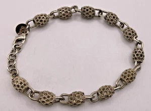 Pulsera de eslabones de filigrana enjaulada en barril de plata de ley ajustable 6,5 - 7" - Imagen 1 de 10