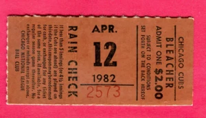 4/12/82 RYNE SANDBERG GAME PLAYED #6 ON CUBS TICKET STUB-HIT BY PITCH #1 - Picture 1 of 1