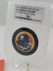 JFK Kennedy Half Dollar Pittsburgh Steelers 24KT Gold Plated BU - Picture 1 of 4