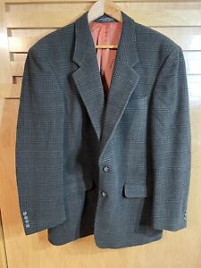 Gianfranco Ruffini Men’s Gray Plaid Cashmere Blend Buttons Blazer Jacket Sz 44L