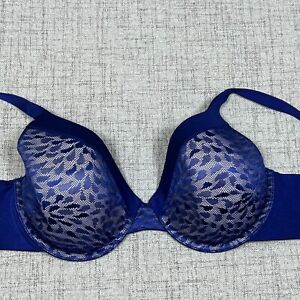 Warner's Bra 36D Blue Back to Smooth Graduated Lift Padded Underwire 01575