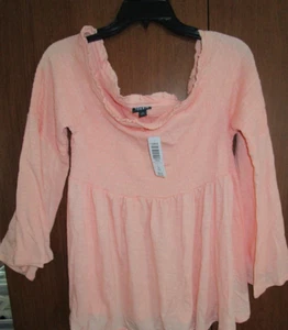 New Torrid Peach LS Smocked Cold Shoulder Sz 2 2X 18 20 Cotton Modal Bust 32 42 - Picture 1 of 4