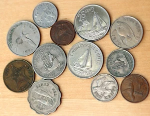 Lote de 12 Monedas Caribeñas - Aves Peces Plantas Barcos - Imagen 1 de 1