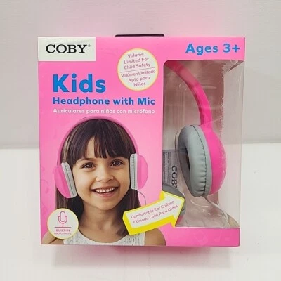 Auriculares para niños con micrófono. Marca Coby edades 3+ NUEVO en caja Rosa Foto 1 de 4