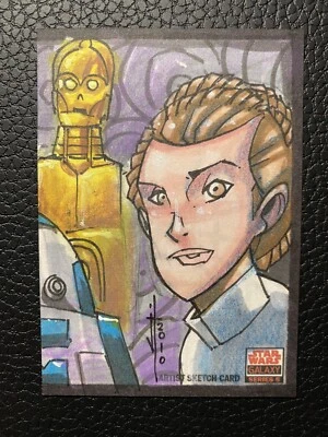 Star Wars Princess Leia Sketch Card 2010 Galaxy 5 Jeremy Treece - Image 1 of 2