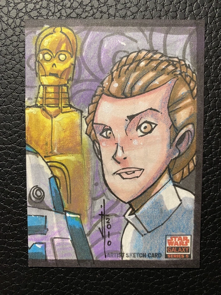Star Wars Princess Leia Sketch Card 2010 Galaxy 5 Jeremy Treece - Image 1 of 2