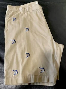 Island Republic Men’s Tan Shorts Embroidered With Fish Beach Cruise Sz 42 - Picture 1 of 12