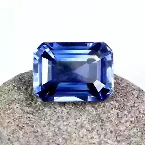 Pietra preziosa sfusa taglio smeraldo zaffiro blu ceylon naturale 12X9,7MM - Foto 1 di 5