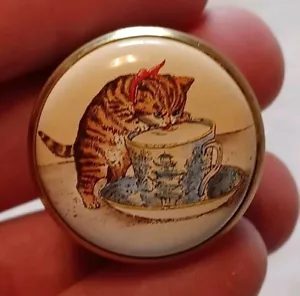 Halcyon Days Enamel Trinket Pill Box You’re The Cats Whiskers Collectable - Picture 1 of 8