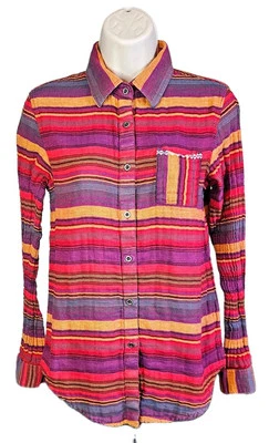 Rock&Roll Cowgirl Shirt Rust Serape Stripe Southwestern Embroidered Western Sz S - Image 1 of 4