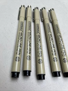 Paquete de 5 bolígrafos Charaoco Micro Line impermeables negros - Imagen 1 de 2