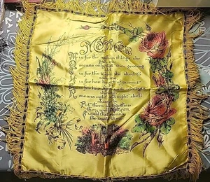 Vintage Satin Souvenir Fringed Mother Pillowcase Slip Cover - Picture 1 of 6