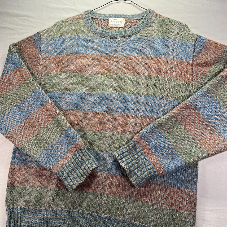 Vintage Grandpa Sweater Mens XL Multicolor Wool Acrylic Blend Knit Arrow Cottage - Image 1 of 4